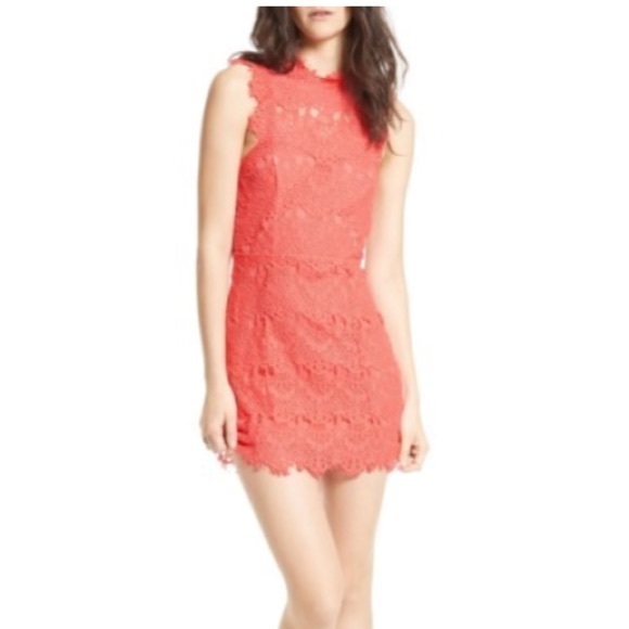 Free People Daydream Lace Mini Dress in Coral - Picture 2 of 7